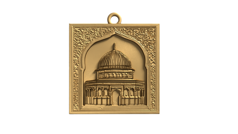 Dome of the rock mosque pendant -01 3D print model 3D 모델 .c4d .max .obj .3ds .fbx .stl .blend 