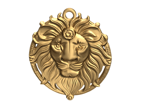 Lion pendant-02 3D print model Model 3D