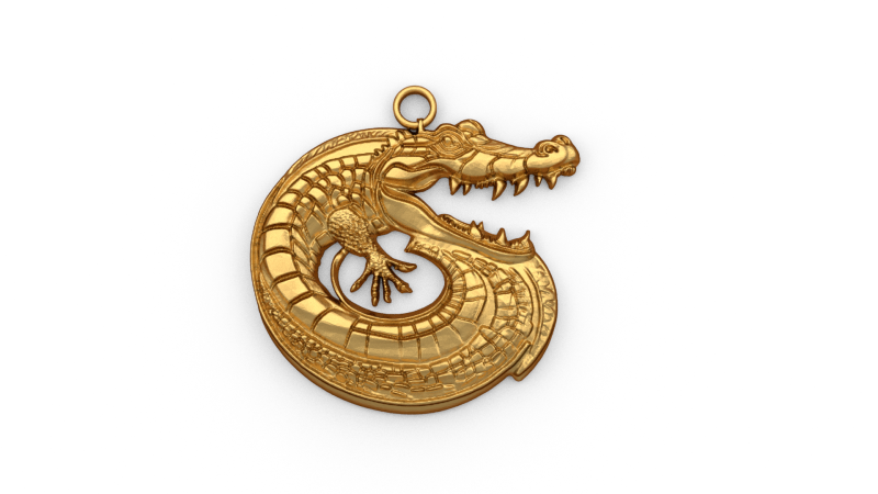 Crocodile pendant -01 printable jewelry 3D Модель .c4d .max .obj .3ds .fbx .stl .blend 