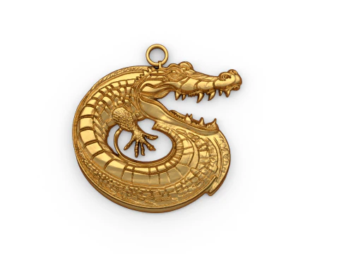 Ciondolo in coccodrillo -01 gioielli stampabili Modello 3D