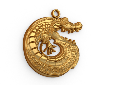 Crocodile pendant -01 printable jewelry 3D Модель