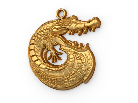 Crocodile pendant -01 printable jewelry 3D Модель