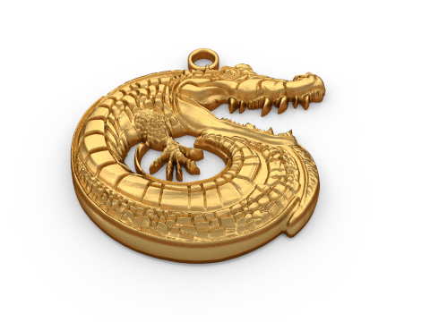 Crocodile pendant -01 printable jewelry 3D Модель