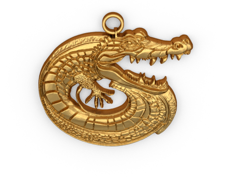 Crocodile pendant -01 printable jewelry 3D Модель