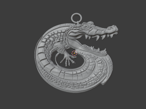 Crocodile pendant -01 printable jewelry 3D Модель