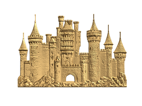 Medieval Castle Printable Relief wall panel decor set 02 3D Model