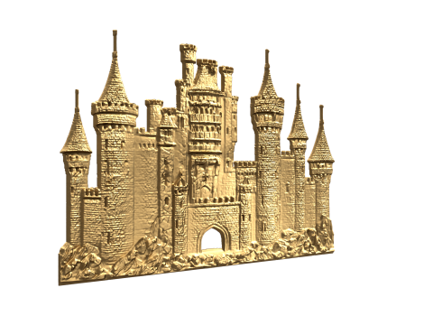 Medieval Castle Printable Relief wall panel decor set 02 3D Модель