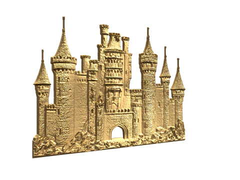 Medieval Castle Printable Relief wall panel decor set 02 3D Model