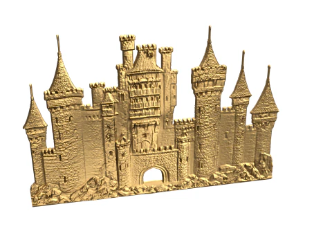 Medieval Castle Printable Relief wall panel decor set 02 3D Model
