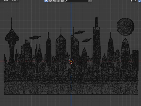 Futuristic Cityscape Printable Relief wall panel decor set 04 3D print model 3D Model
