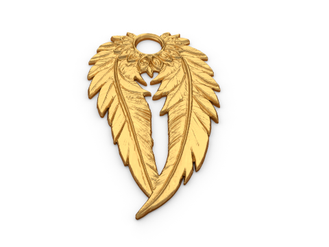 Feather Pendant 21 printable jewelry 3D print model Model Cetak 3D