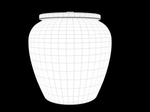glazed water jar with dragon patterns 3D Model