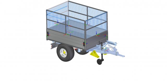 Single axle trailer 3D Model .c4d .max .obj .3ds .fbx .stl .blend 