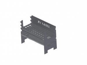 Mobile grill with charcoal 3D Model