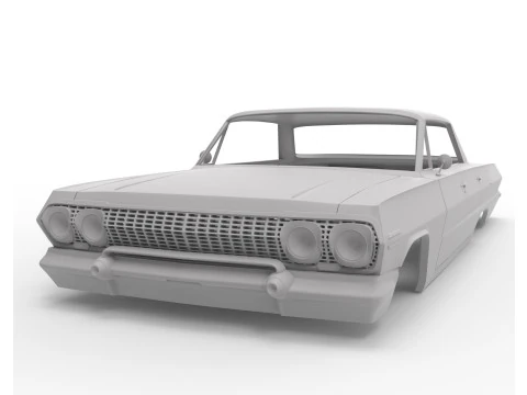 1963 chevy impala sert &uuml;st rc g&ouml;vde kabuğu 3D Baskı Modeli