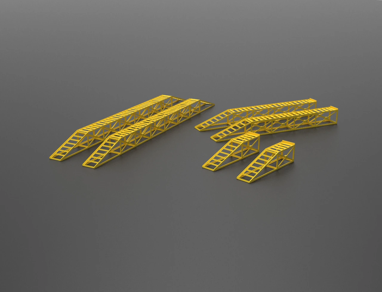 Heavy Duty Modular Construction Ramp Set 3D Print Model .c4d .max .obj .3ds .fbx .stl .blend