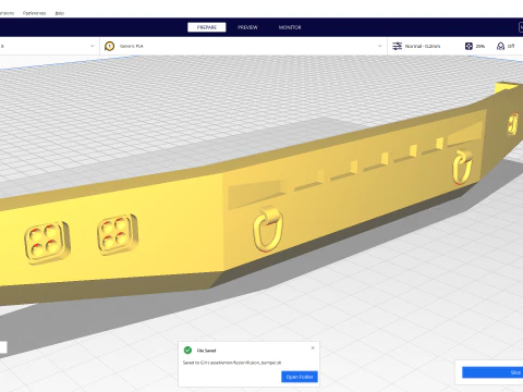 Fusion Style Off Road RC Winch Bumper with LED Light Bar 3D Print Model