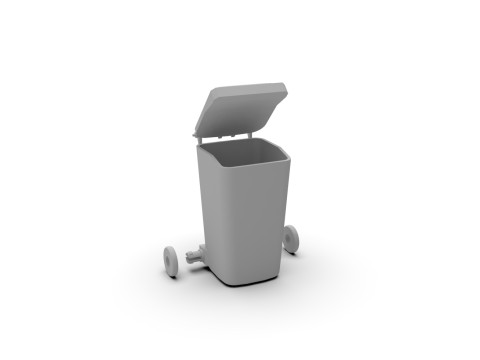 Wheeled Trash Bin with Lid 3D Print Model