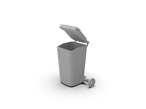 Wheeled Trash Bin with Lid 3D Print Model
