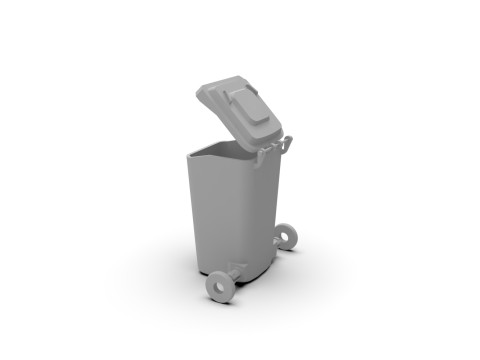 Wheeled Trash Bin with Lid 3D Print Model