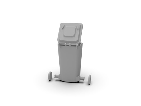 Wheeled Trash Bin with Lid 3D Print Model