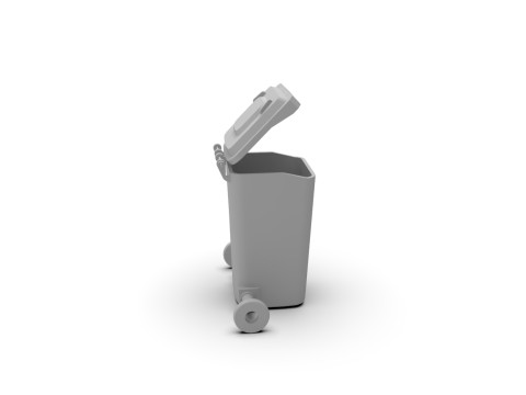 Wheeled Trash Bin with Lid 3D Print Model