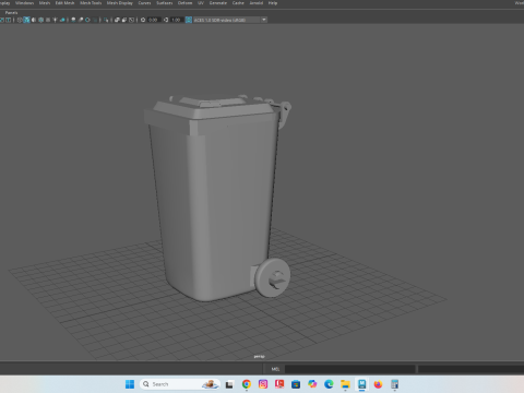 Wheeled Trash Bin with Lid 3D Print Model