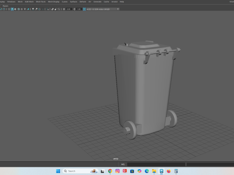 Wheeled Trash Bin with Lid 3D Print Model