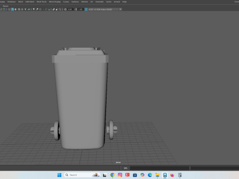 Wheeled Trash Bin with Lid 3D Print Model