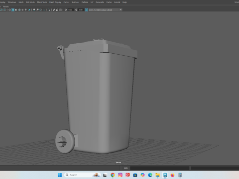 Wheeled Trash Bin with Lid 3D Print Model