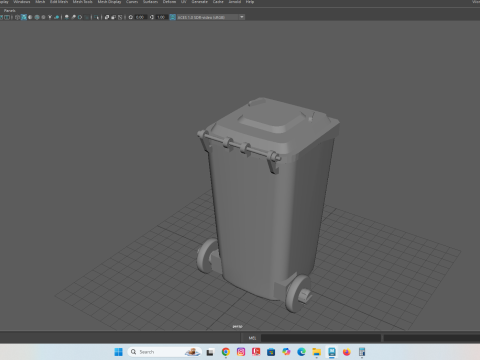 Wheeled Trash Bin with Lid 3D Print Model