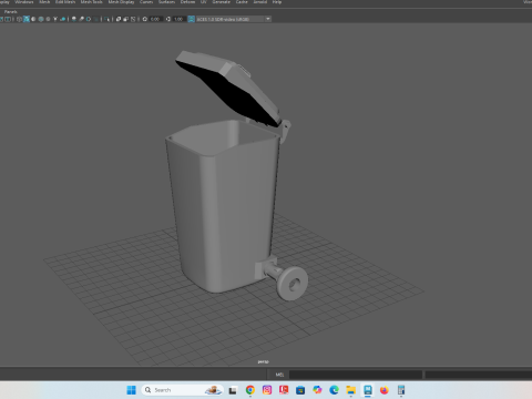 Wheeled Trash Bin with Lid 3D Print Model