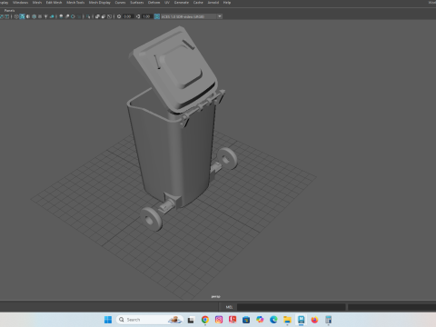 Wheeled Trash Bin with Lid 3D Print Model