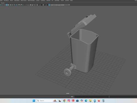 Wheeled Trash Bin with Lid 3D Print Model