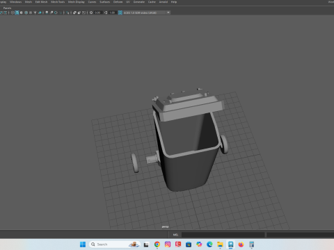 Wheeled Trash Bin with Lid 3D Print Model
