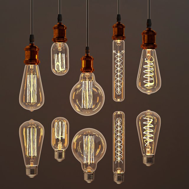 edison lamps collection 3D 모델 .c4d .max .obj .3ds .fbx .stl .blend 