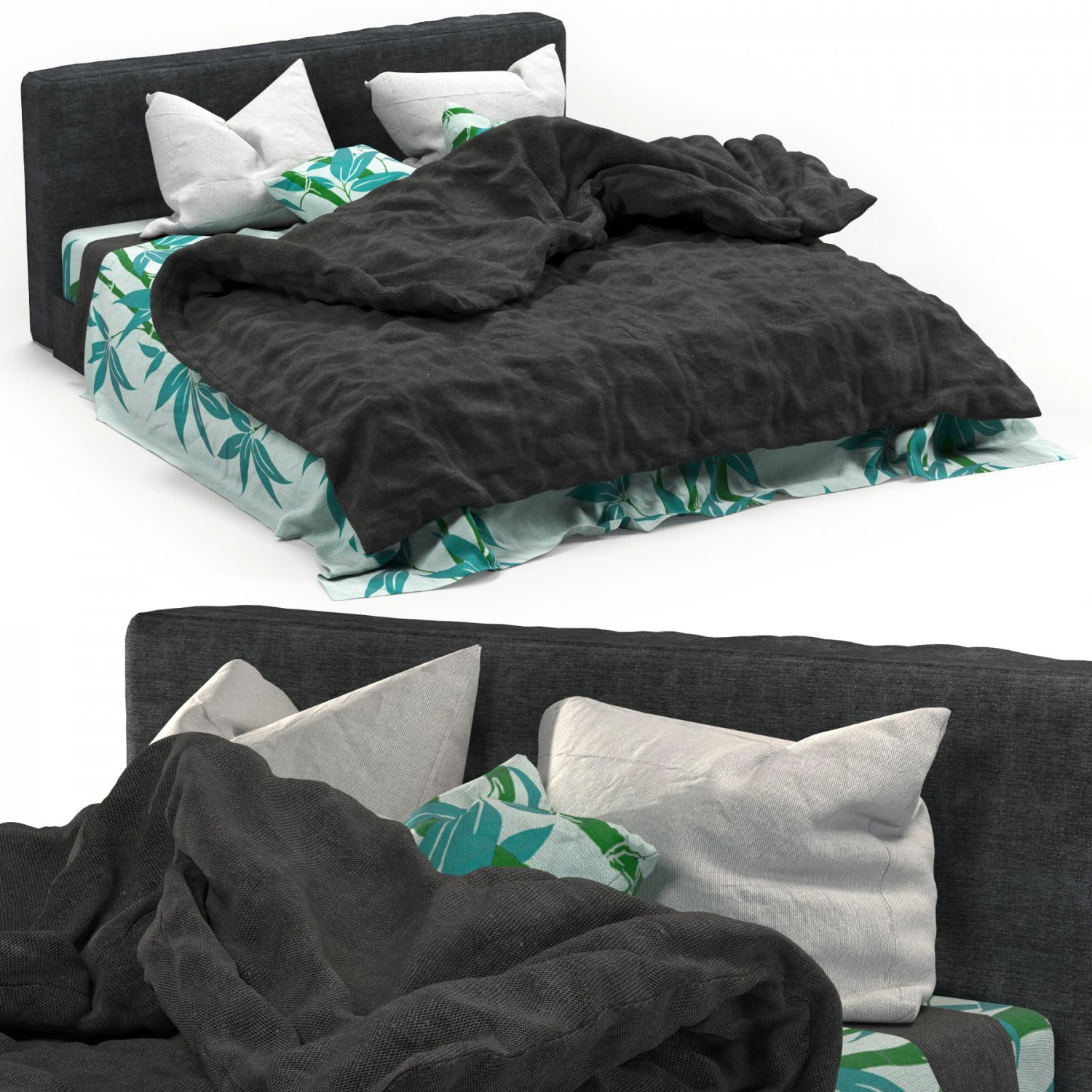 bamboo bed 3D Model .c4d .max .obj .3ds .fbx .stl .blend 