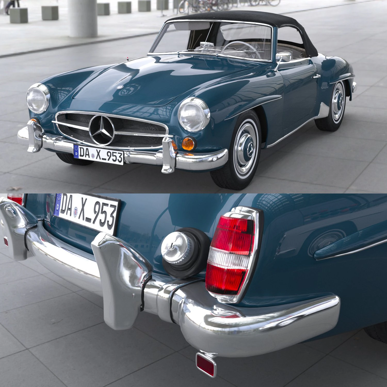 mercedesbenz190sl 3D Model .c4d .max .obj .3ds .fbx .stl .blend 