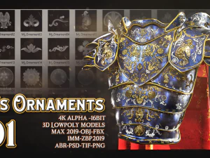 101 ornamenti mjs4k alfa -16bit modelli 3d lowpoly abr-psd-tif-png max 2019-obj-fbx imm-zbp20 Modello 3D