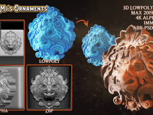 101 mjs ornaments4k alpha -16bit 3d lowpoly models abr-psd-tif-png max 2019-obj-fbx imm-zbp20 3D Model