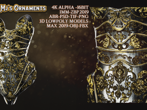 101 mjs ornaments4k alpha -16bit 3d lowpoly models abr-psd-tif-png max 2019-obj-fbx imm-zbp20 3D Model