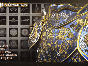 101 mjs ornaments4k alpha -16bit 3d lowpoly models abr-psd-tif-png max 2019-obj-fbx imm-zbp20 3D Model