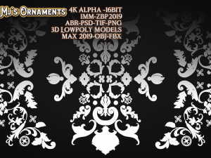 101 mjs ornaments4k alpha -16bit 3d lowpoly models abr-psd-tif-png max 2019-obj-fbx imm-zbp20 3D Model