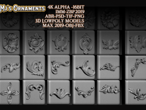 101 mjs ornaments4k alpha -16bit 3d lowpoly models abr-psd-tif-png max 2019-obj-fbx imm-zbp20 3D Model