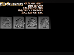 101 mjs ornaments4k alpha -16bit 3d lowpoly models abr-psd-tif-png max 2019-obj-fbx imm-zbp20 3D Model