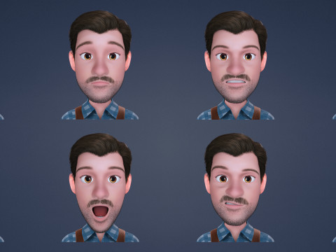 3D Stilize Çizgi Film Adam Tam Donanımlı Karakter 3D Model