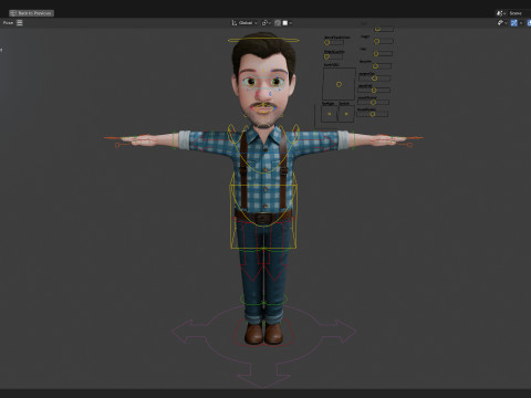 3D Stilize Çizgi Film Adam Tam Donanımlı Karakter 3D Model