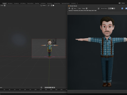 3D Stilize Çizgi Film Adam Tam Donanımlı Karakter 3D Model