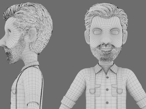 3D Stilize Çizgi Film Adam Tam Donanımlı Karakter 3D Model