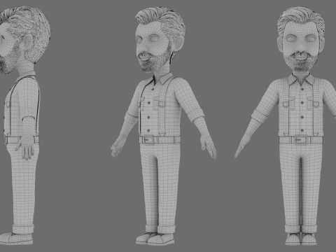 3D Stilize Çizgi Film Adam Tam Donanımlı Karakter 3D Model